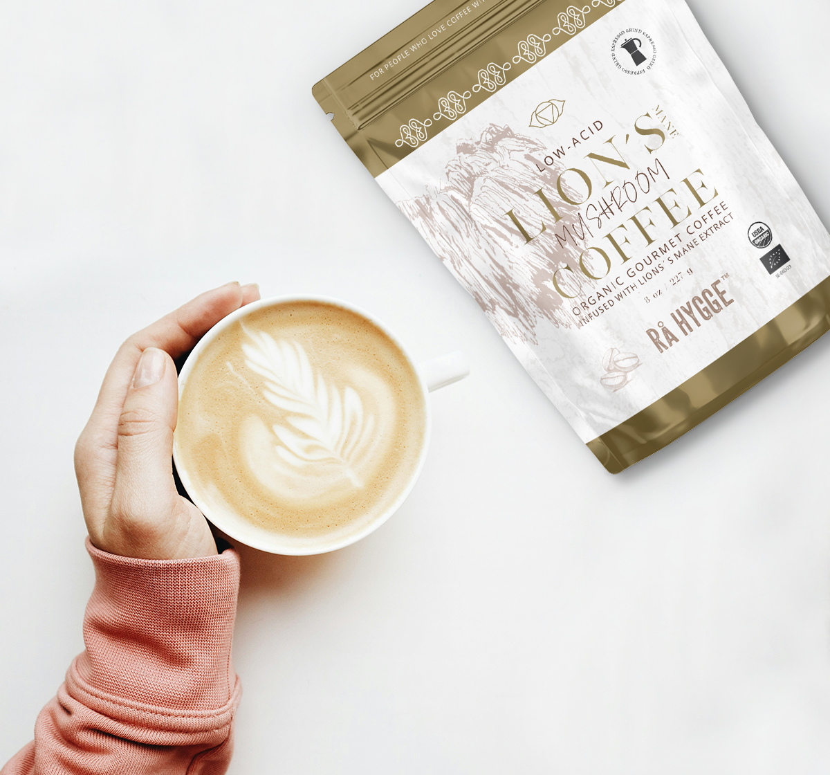 Organic Lion’s Mane mushroom coffee blend for focus and energy available at The Bio Foods.