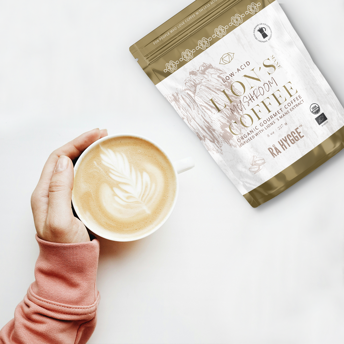 Organic Lion’s Mane mushroom coffee blend for focus and energy available at The Bio Foods. 